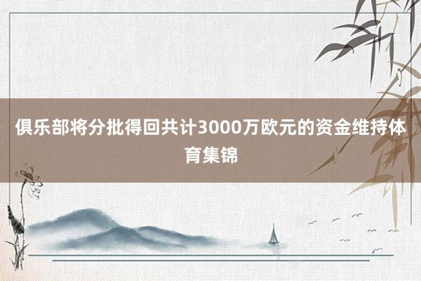 俱乐部将分批得回共计3000万欧元的资金维持体育集锦