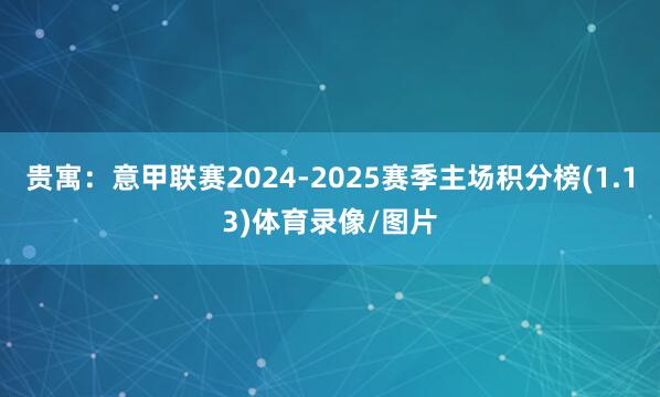 贵寓：意甲联赛2024-2025赛季主场积分榜(1.13)体育录像/图片