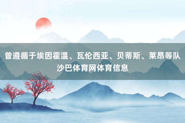 曾遵循于埃因霍温、瓦伦西亚、贝蒂斯、莱昂等队沙巴体育网体育信息