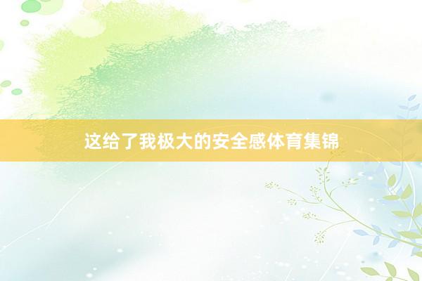 这给了我极大的安全感体育集锦