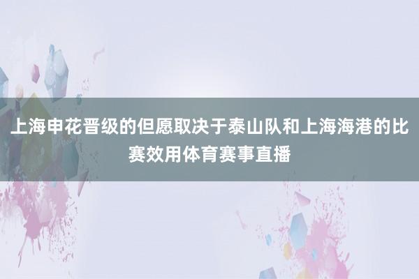 上海申花晋级的但愿取决于泰山队和上海海港的比赛效用体育赛事直播