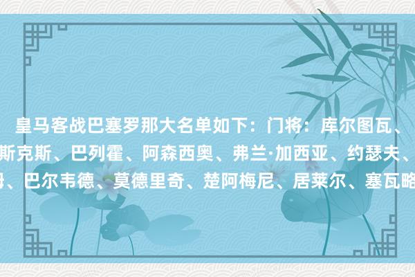 皇马客战巴塞罗那大名单如下：门将：库尔图瓦、卢宁、梅斯特后卫：巴斯克斯、巴列霍、阿森西奥、弗兰·加西亚、约瑟夫、雅各布中场：贝林厄姆、巴尔韦德、莫德里奇、楚阿梅尼、居莱尔、塞瓦略斯时尚：姆巴佩、维尼修斯、罗德里戈、恩德里克、布拉欣·迪亚斯、维克多沙巴体育网体育信息