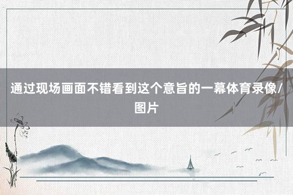 通过现场画面不错看到这个意旨的一幕体育录像/图片
