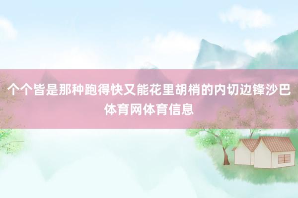个个皆是那种跑得快又能花里胡梢的内切边锋沙巴体育网体育信息