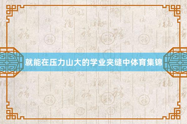 就能在压力山大的学业夹缝中体育集锦