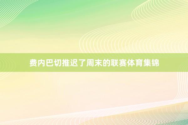 费内巴切推迟了周末的联赛体育集锦