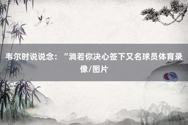 韦尔时说说念：“淌若你决心签下又名球员体育录像/图片