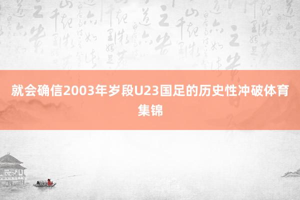 就会确信2003年岁段U23国足的历史性冲破体育集锦