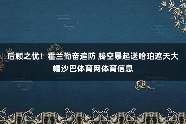 后顾之忧！霍兰勤奋追防 腾空暴起送哈珀遮天大帽沙巴体育网体育信息