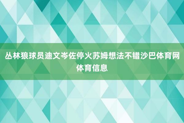 丛林狼球员迪文岑佐停火苏姆想法不错沙巴体育网体育信息