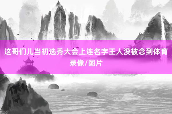 这哥们儿当初选秀大会上连名字王人没被念到体育录像/图片